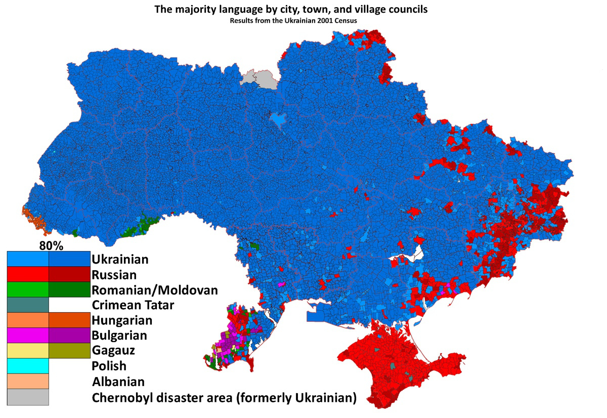 Ukraine language map
