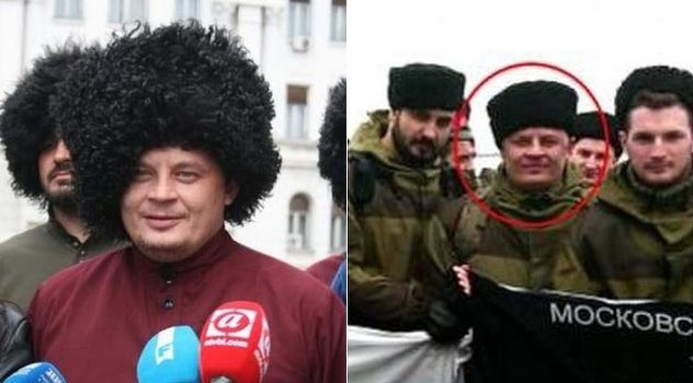 links: Nikolai Djakonow in Banja Luka – rechts: Nikolai Djakonow – im roten Kreis – auf der Krim, © www.klix.ba ~
