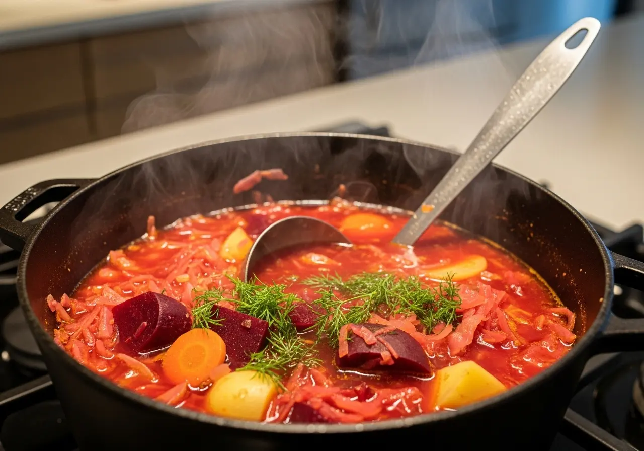 Borscht bowl with Ukrainian flag
