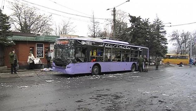 Mortar attack by Russian terrorists in Donetsk, Ukraine