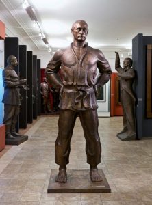 A monument to Vladimir Putin depicting him wearing a judo outfit