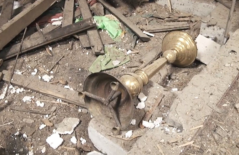 Devastation from the Russian invasion in Donbas, Ukraine (village of Troitske)