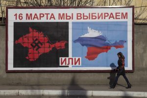 “On 16 March we choose.” Russian propaganda in advance of the 2014 “referendum” conducted by the Russian occupation force portrays the choice to “reunite” with Russia as the only alternative to a supposedly “fascist” Ukraine ~