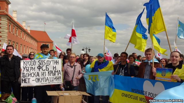 Crimeans protest against Russian occupation, March 2014