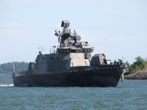 Finland's "Pori" missile boat in Helsinki's harbor