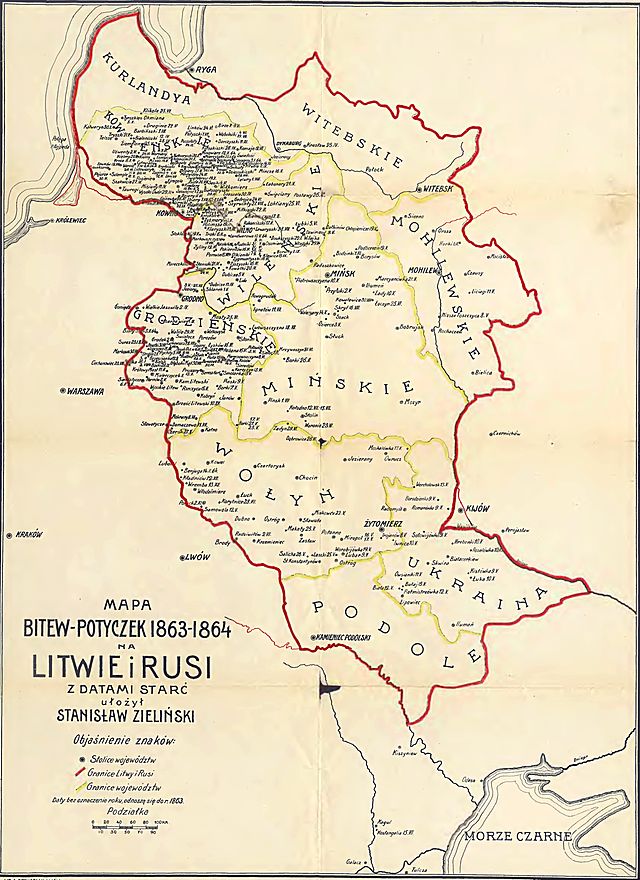 Battles of January Uprising in eastern Poland, Lithuania, Latvia, Belarus and Ukraine (Image: Wikipedia)