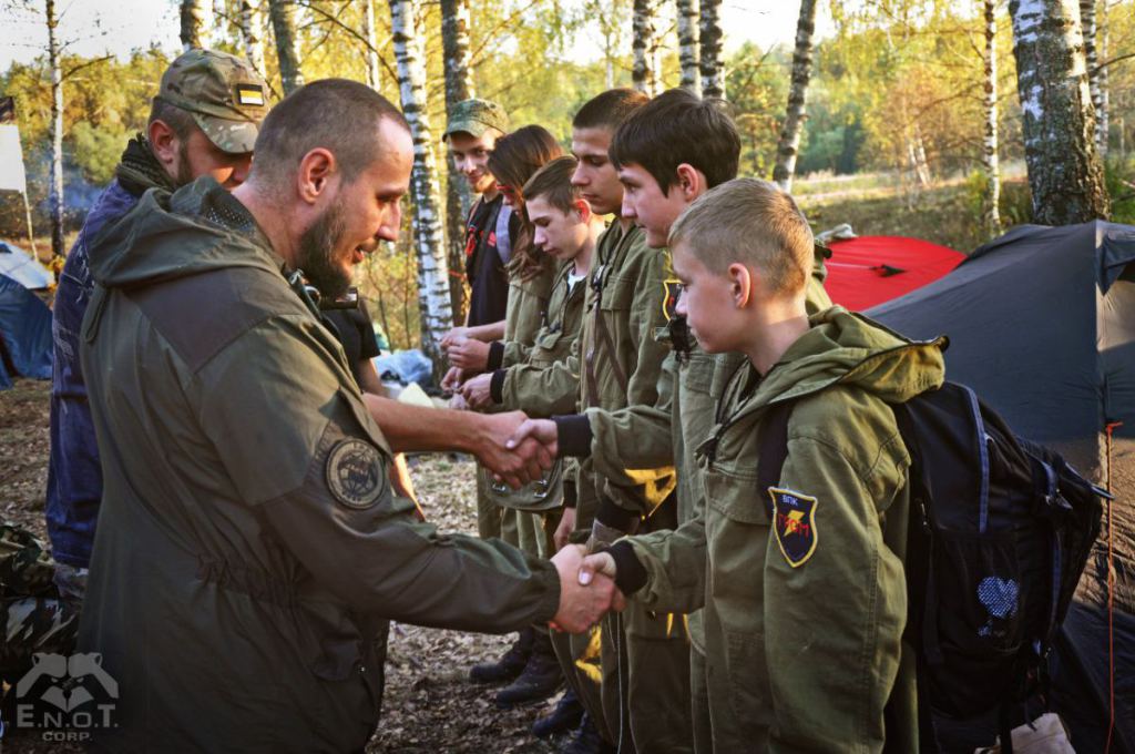 School age children at a mercenary training camp for Russia's war in Ukraine. Moscow oblast, Russia, September 2015 (Image: ENOT Corp.)