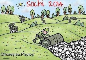Vladimir Putin chose to conduct the 2014 Olympiad in Sochi, a site of the 1864 genocide of the Circassian people. (Image: social media)