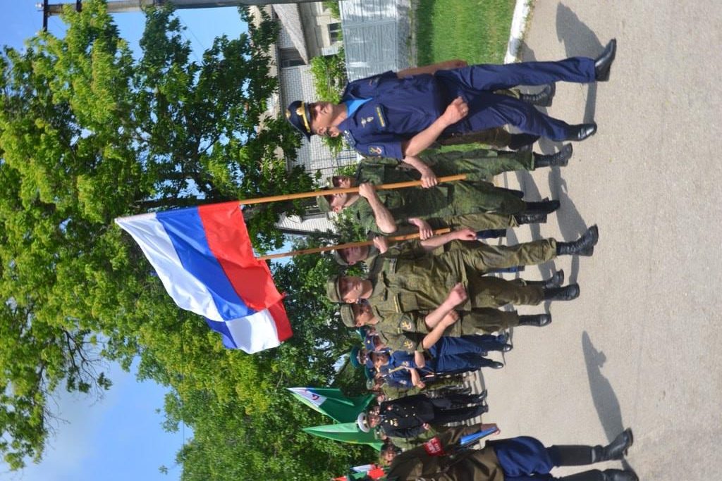 At the unveiling of a new monument to the Soviet Union's KGB borderguards troops in Lenino of occupied Crimea. (Image: reporter-crimea.ru)