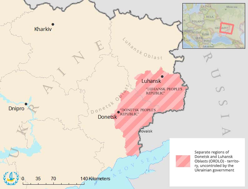 “DNR” and “LNR” on a map. Image: Euromaidan Press ~