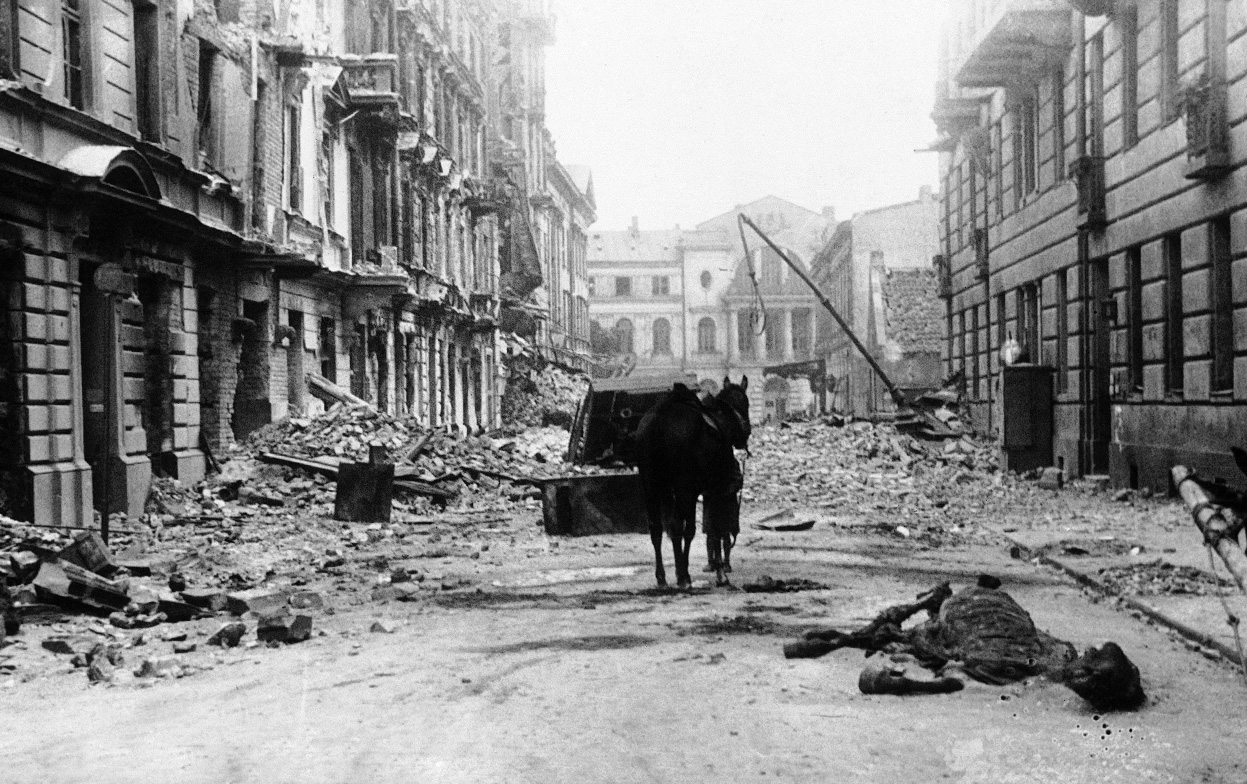 Ordynacka Street in Warsaw destroyed by German bombings. Massive bombardment of Warsaw was conducted on Sept. 25, 1939 with 1150 sorties and 550 tons of bombs