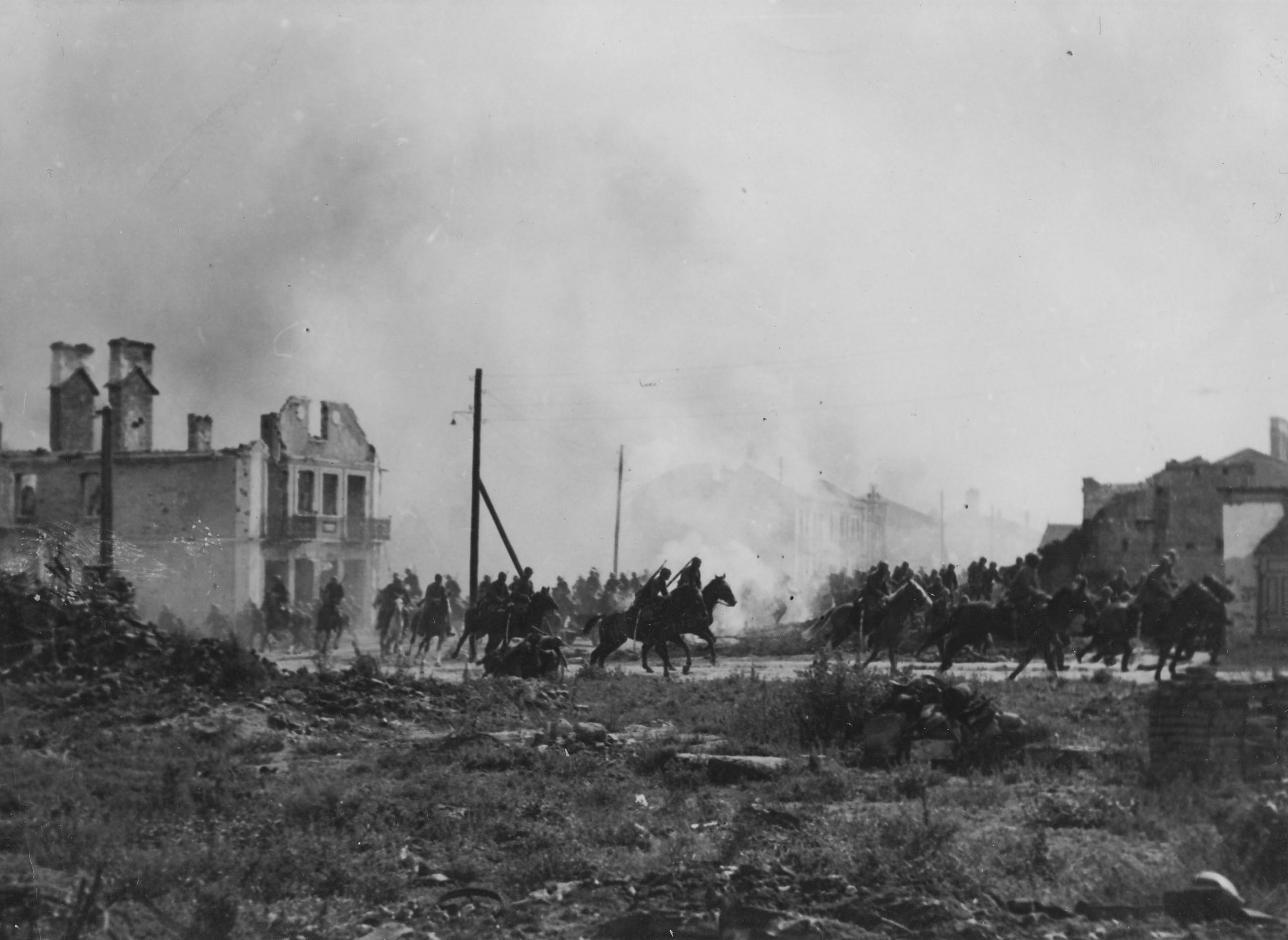 Polish cavalry in Sochaczev, part of the Battle of Bzura counterattack, Sept. 9-14, 1939