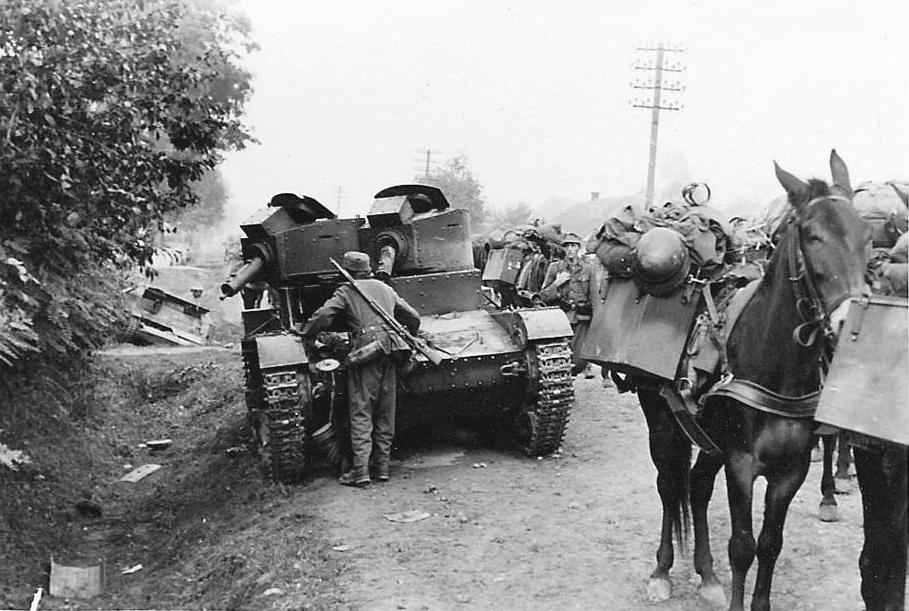 Polish tanks destroyed and abandoned near Lviv, Sept. 1939