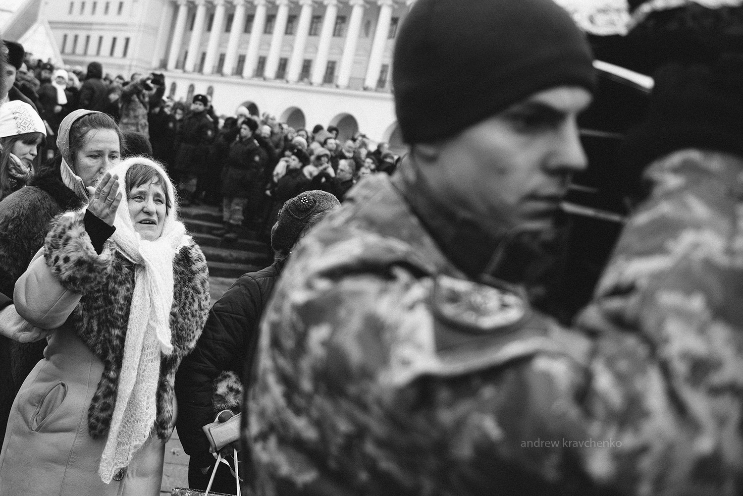 Taken by Andrew Kravchenko, these stark black-and-white photos of the memorial service on February 1 in Kyiv for Ukrainian soldiers killed in and around Avdiyivka on January 29-30 convey the grief of all Ukrainians and their respect and gratitude before these Heroes, who made the ultimate sacrifice defending Ukraine from the Russian military aggression.