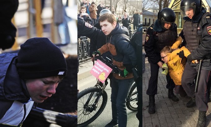 Police crackdown of the anti-corruption protests in Moscow, Russia on March 26, 2017