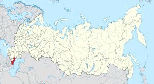 Daghestan (red) on the map of Russia. (Image: Wikipedia)