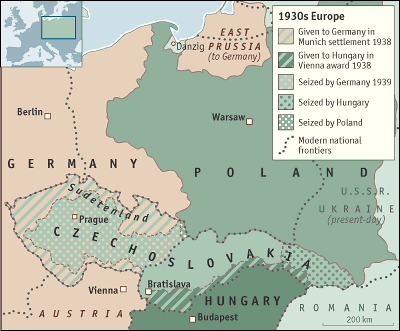 Partition of Czechoslovakia as result of the Munich Agreement