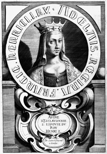 "Slovian Anne, the second wife of King Henry I." A portrait of Anne of Kyiv based on the murals of the monastery of St. Invent in Sanlis