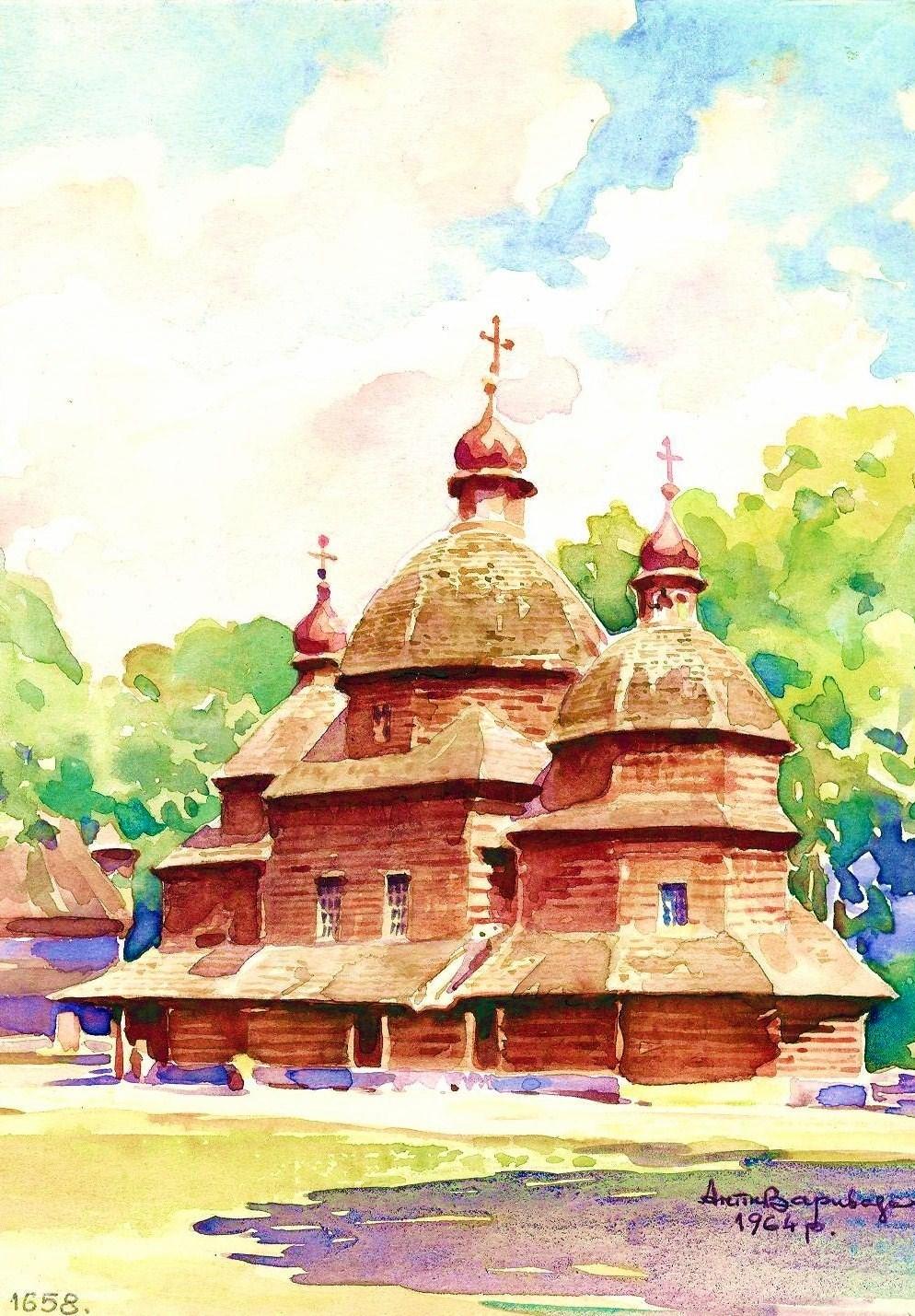 Макаровский храм акварелью
