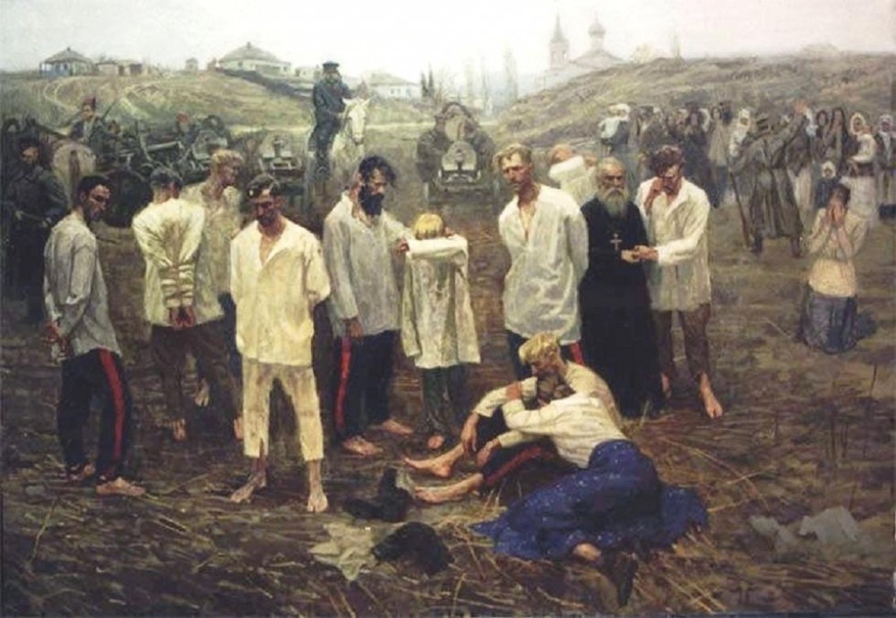 Rebellious Cossacks before execution by the Red Army