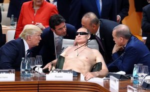 A Russian internet meme created out of doctored photographs and launched in social media networks in 2017 after Putin met with Trump at the G20 summit (Image: social media)