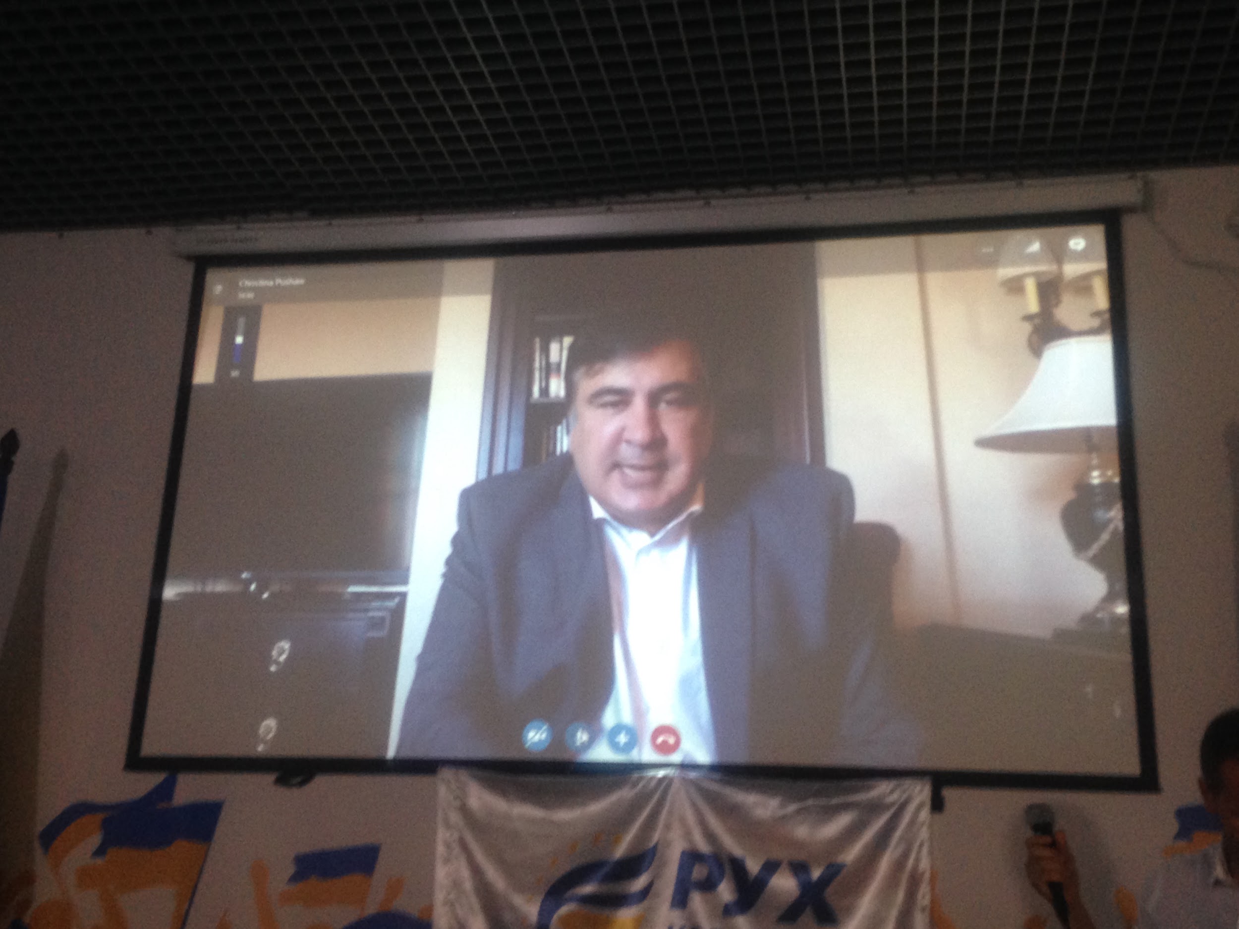 Saakashvili during the press conference ~