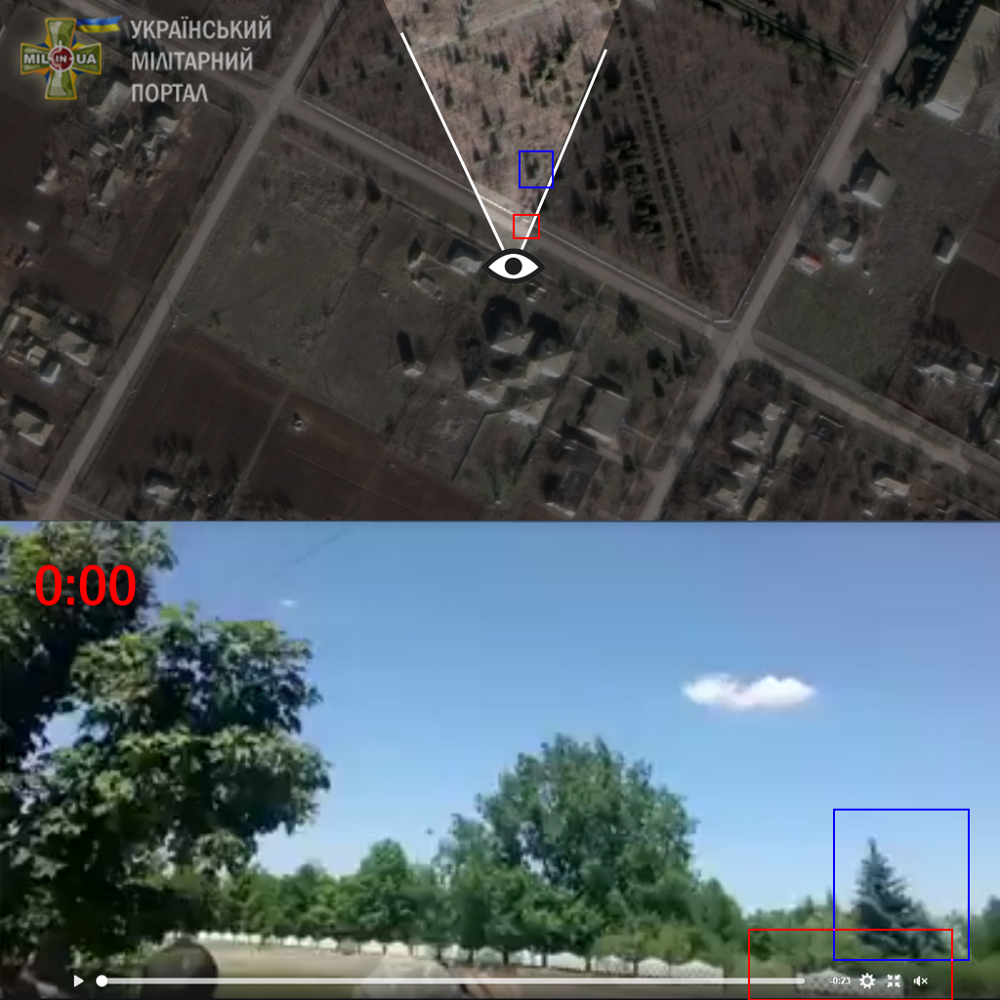The exact location in Pavlivka, Kherson Oblast (on map) where the video was filmed. Geolocation: mil.in.ua