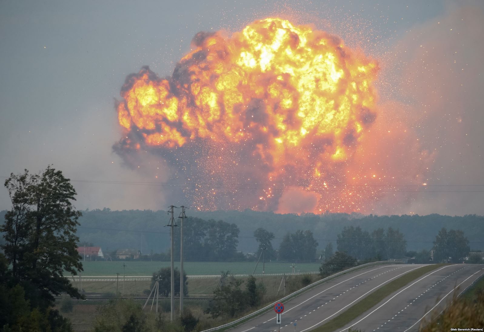 A fire at the Kalynivka Munitions Stockpile, Vinnytsia Oblast, 27 September 2017
