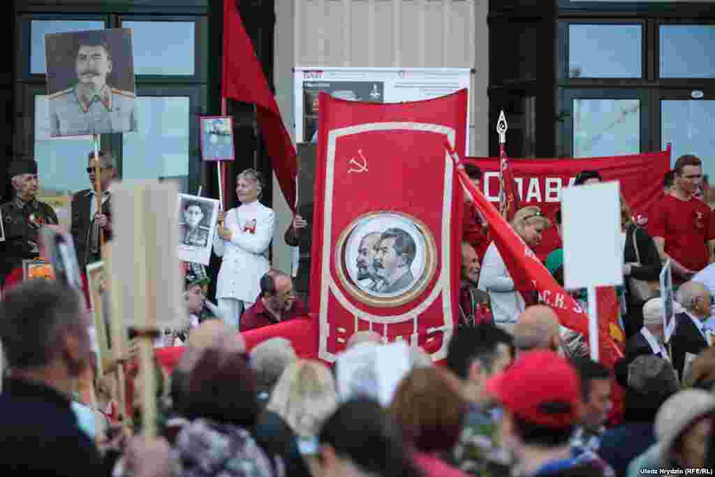 Pro-Russian march during the Victory Day celebrations in Minsk, Belarus, May 9, 2018 (Image: svaboda.org)