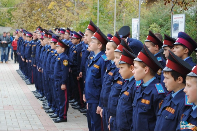 Crimean children cadets at a Cossack military school