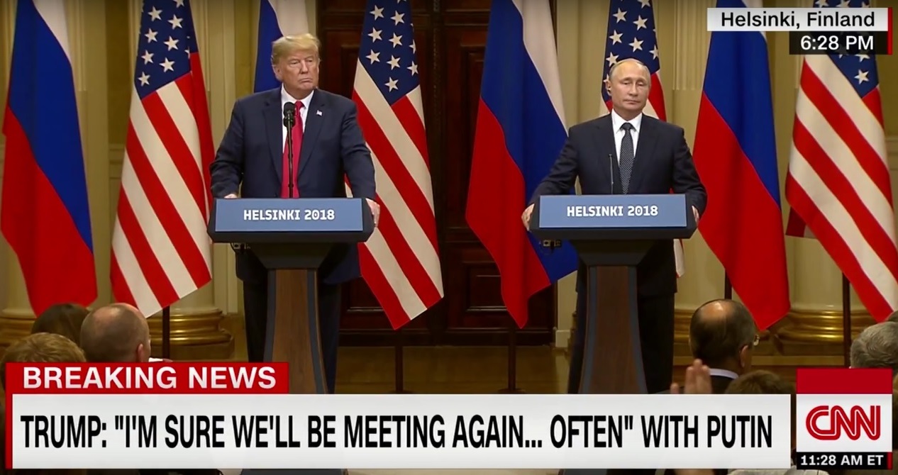 Putin-Trump press conference after their one-on-one private meeting in Helsinki, Finland on July 16, 2018 (Image: YouTube video capture)