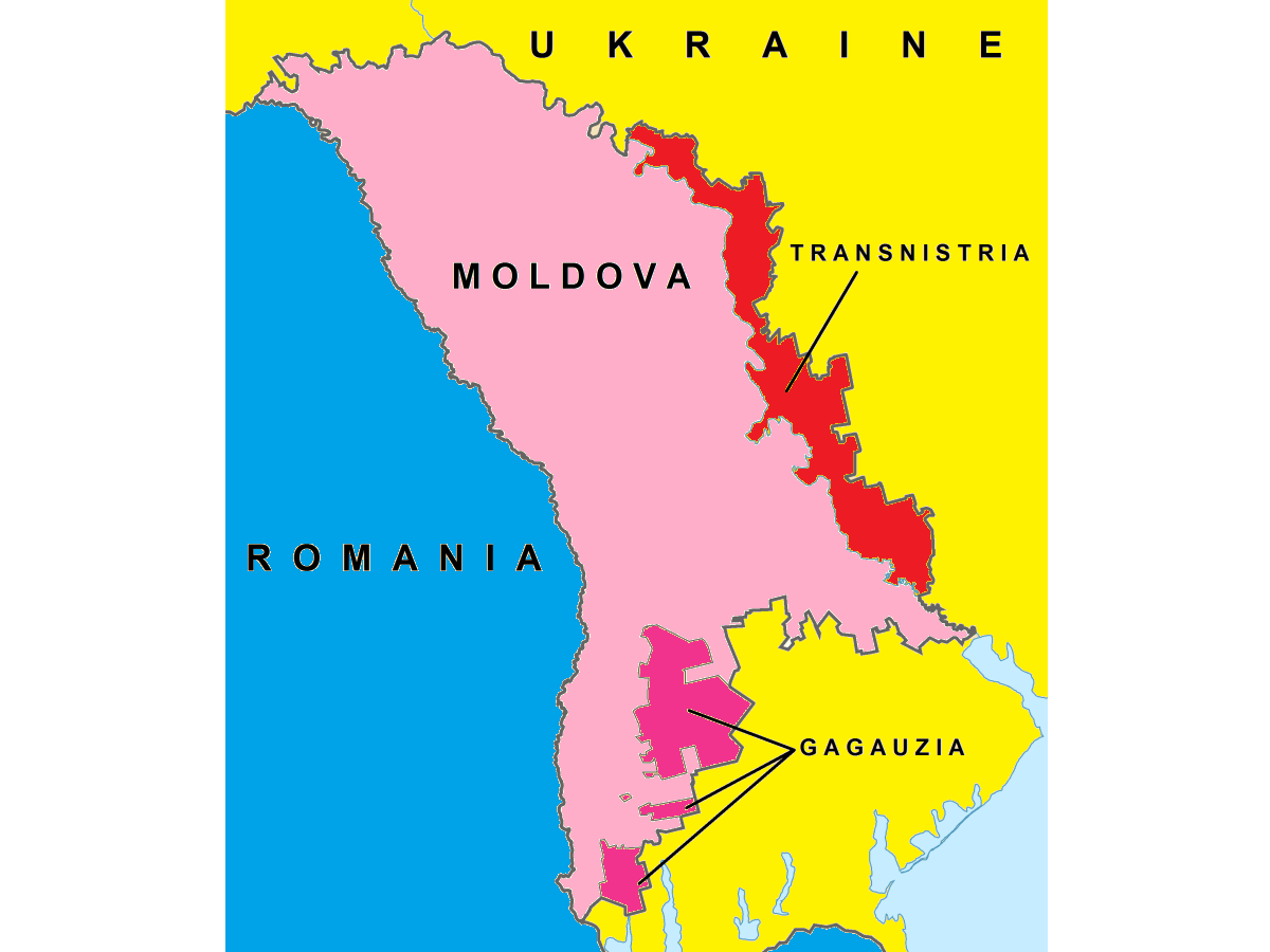 ISW Kremlin Uses Gagauzia Transnistria To Derail Moldova S EU Bid   Moldova Transnistria Gagauzia Map With Urkaine And Romania 2 