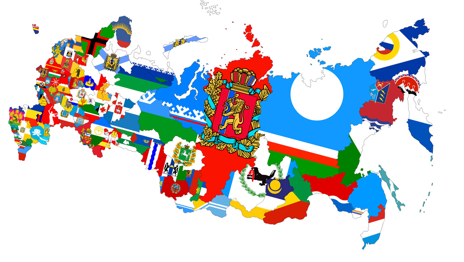 Map of the Russian Federation as a mosaic of regional flags (Image: afterempire.info)