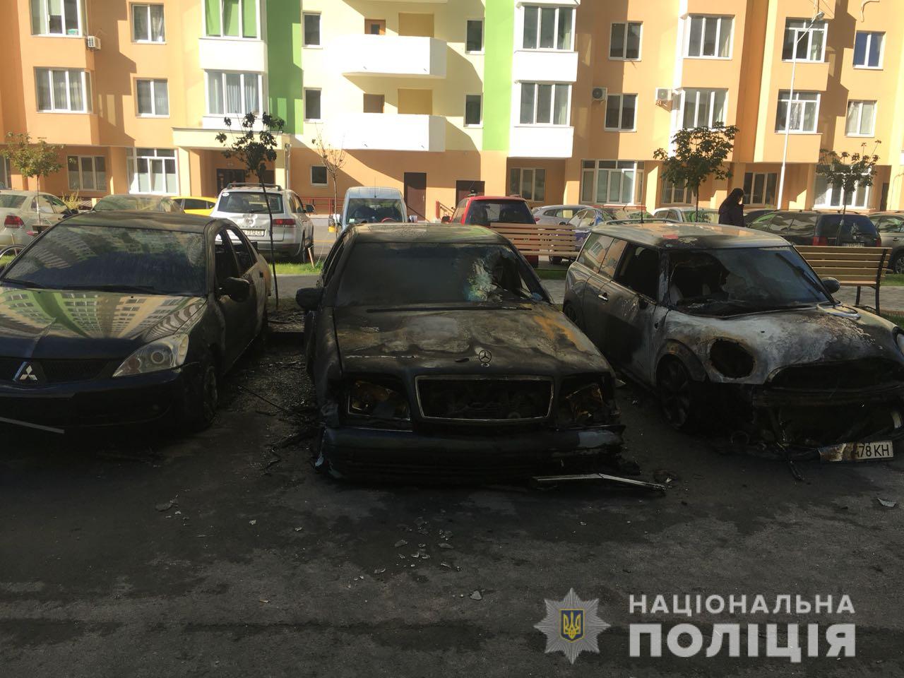 Aleksandrova’s burned cars. Photo: National Police ~