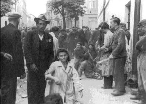 One moment of the anti-Jewish violence in Lviv during 30 June – 2 July, after Germans coming to the city. Source: Istorychna Pravda  ~