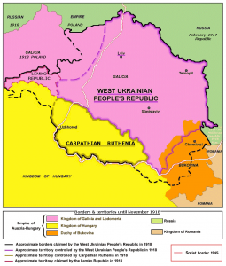 The Western Ukrainian National republic (ZUNR). Map: Wikimedia Commons ~