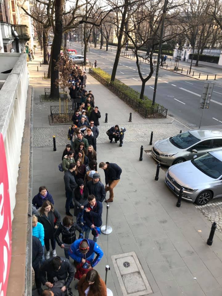 View from embassy window in Warsaw on election day. Photo: Facebook page Ukrainians in Poland ~