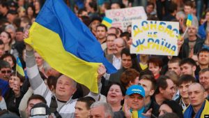Demonstration in support of unity of Ukraine, Donetsk, April 17, 2014 ~