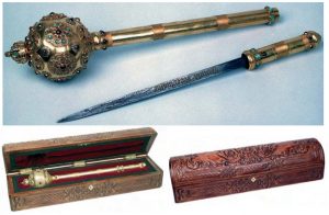 The presidential mace and the secret blade hidden in its handle. ~