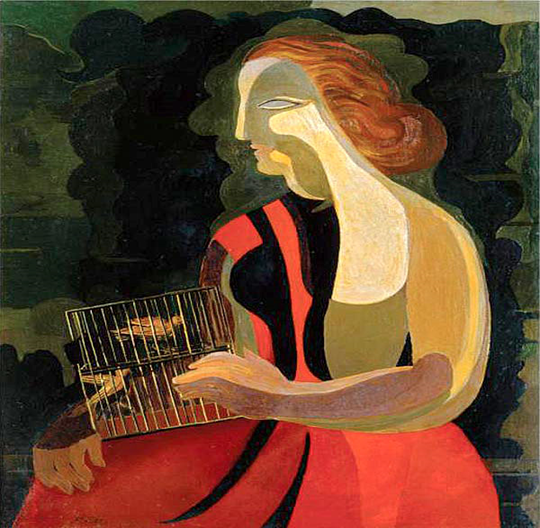 A Woman with Birds. Oleksandra Ekster, 1927. ~