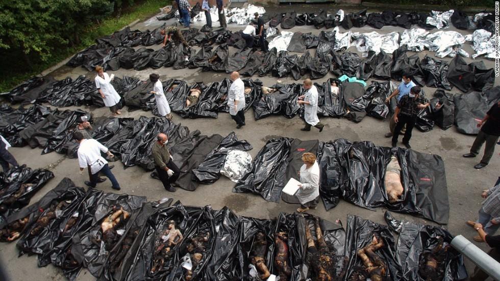 People killed and burned in the school. Source: TVM ~
