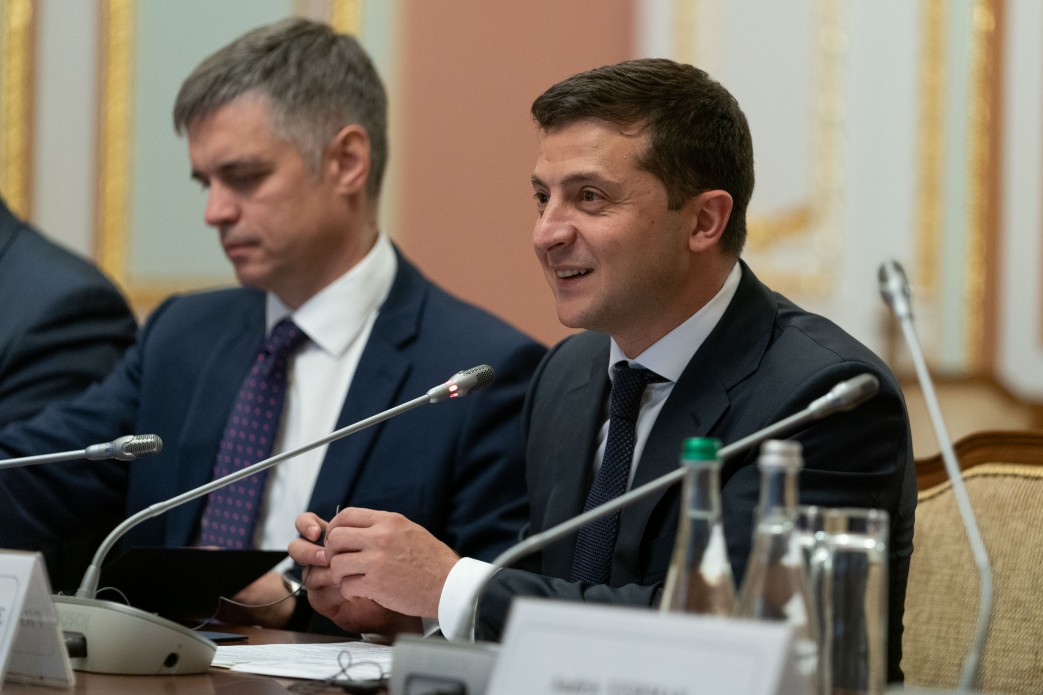 President of Ukraine Volodymyr Zelenskyy (R) and FM Vadym Prystaiko. Kyiv, 16 September 2019. ~