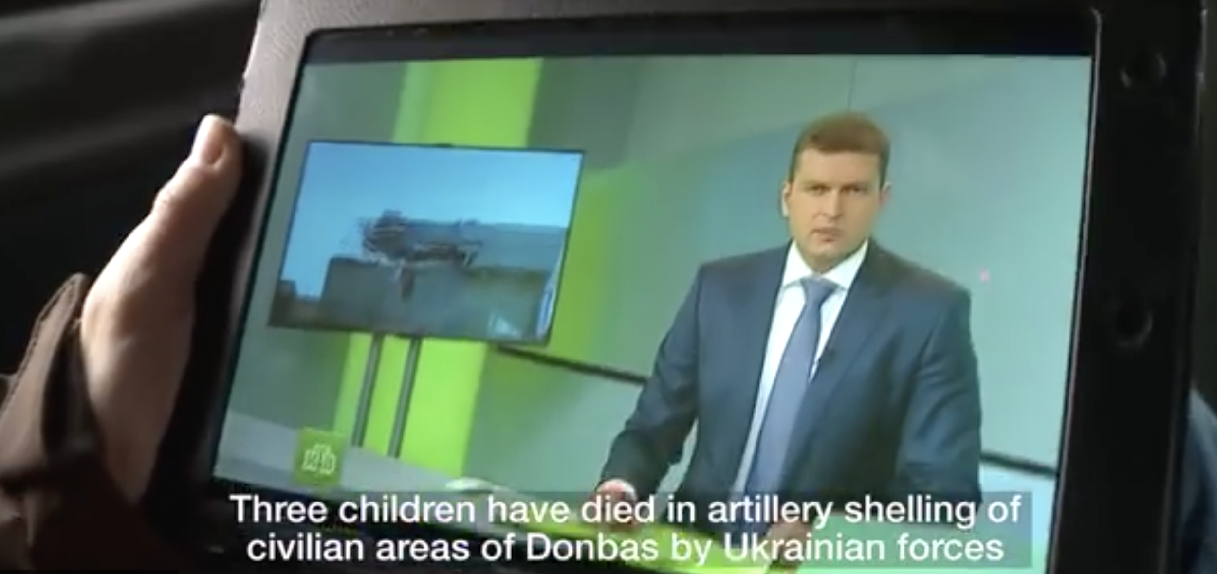 In April 2015, Gazprom-Media’s NTV claimed that “A ten-year-old girl has been killed by Ukrainian government forces in Eastern Ukraine”. Later, NTV producers confessed to the BBC that the story had been entirely made up without knowing that they were on camera. ~