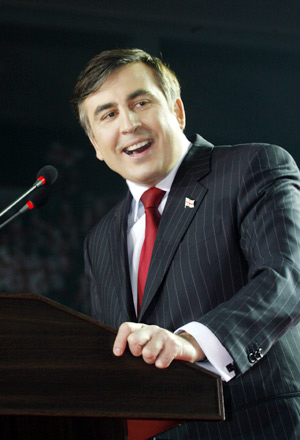 Georgian President Mikheil Saakashvili in Tbilisi, 22 March 2008. Photo: James Fimley ~