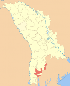Map of Moldova with Taraclia district (red) (Source: Wikipedia)