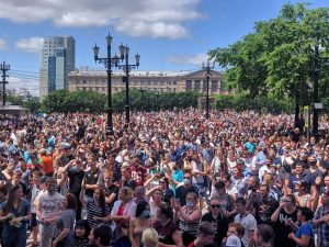 Protests in Khabarovsk, Russia, July 11, 2020. Photo: Navalny’s office in Khabarovsk