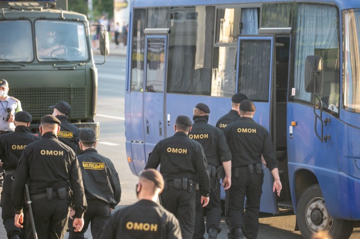 OMON, the Belarusian riot police. Source: voices from Belarus ~
