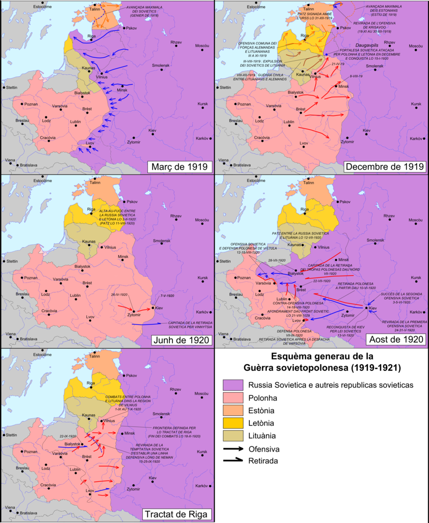 Phases of the Polish-Soviet War. Image: Nicolas Eynaud, Wikipedia ~