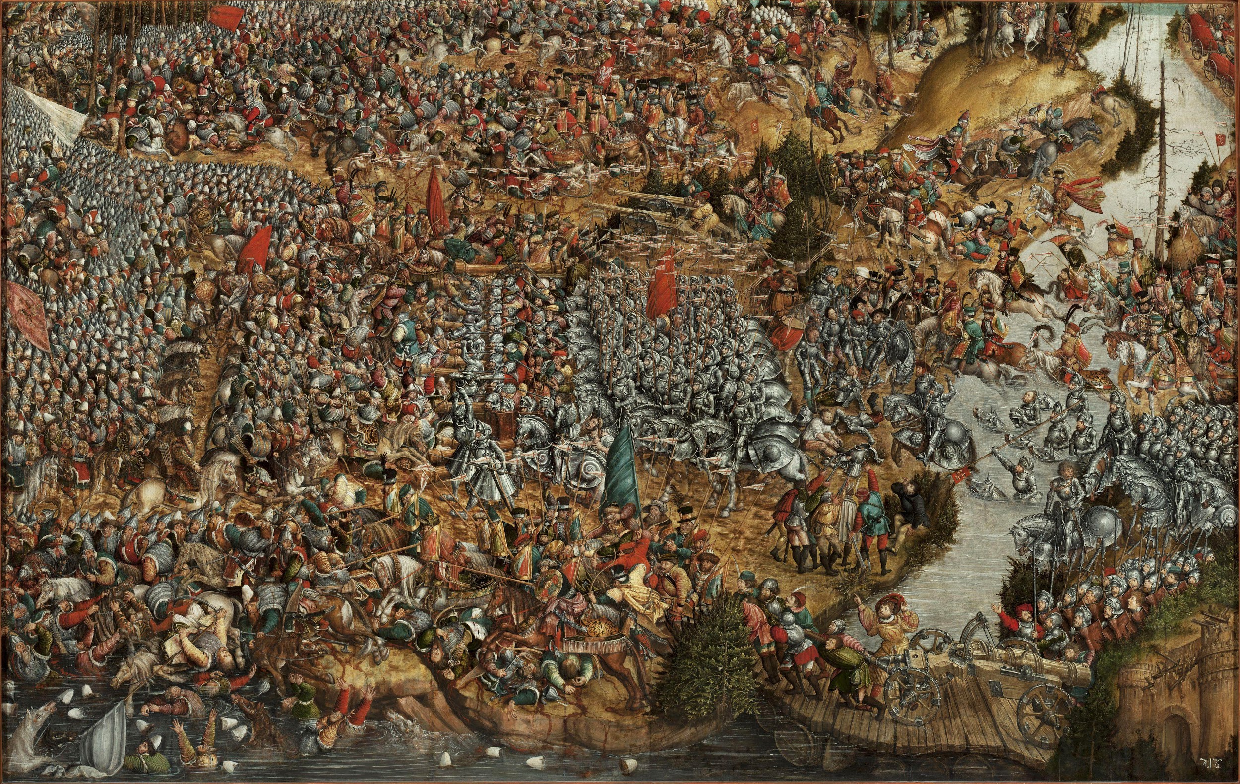 The Battle of Orsha, created in the circle of Lucas Cranach the Elder, Hans Krell (?), (c. 1490–1565), is the earliest Renaissance battle image associated with the Polish patronage and preserved in Polish collections. The painting depicts one of the greatest armed clashes in 16th-century Europe, fought on 8 September 1514, which was the culmination of the ten-year war between Poland and the Grand Duchy of Moscow. ~