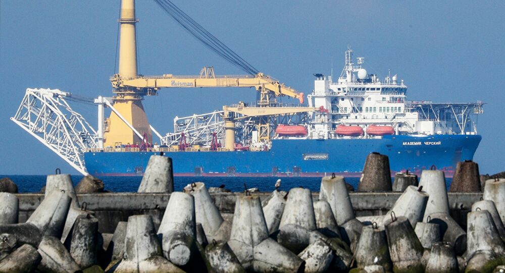 The Akademik Chersky pipelaying vessel is the ship expected to complete the final stretch of Russia's Nord Stream 2 pipeline to Germany.